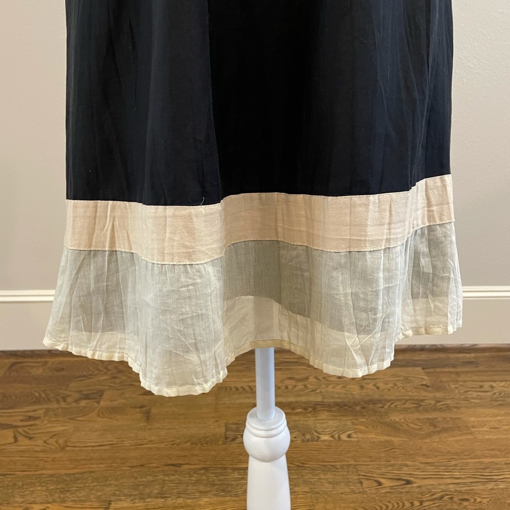 Strapless black and tan cotton silk dress - Picture 3 of 10